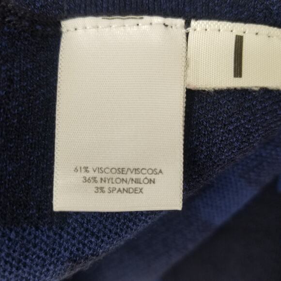 Ann Taylor Sweater Dress SP Geometric Sleeveless Fit & Flare Blue Navy Geo Work - Picture 10 of 10